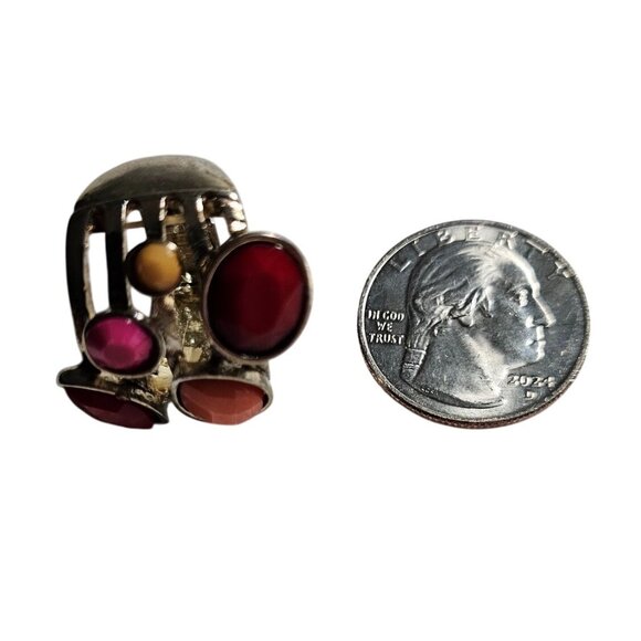 Vintage Multi-Stone Adjustable Silver Tone Statement Ring Cosplay - Picture 6 of 6